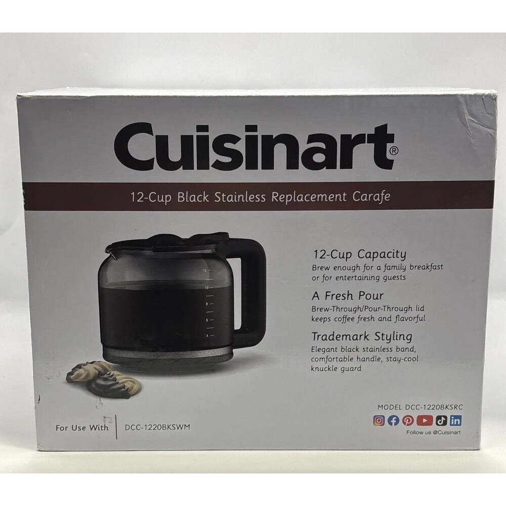 CUISINART DCC-1220BKSWM 12-Cup Black Stainless Replacement CARAFE NEW